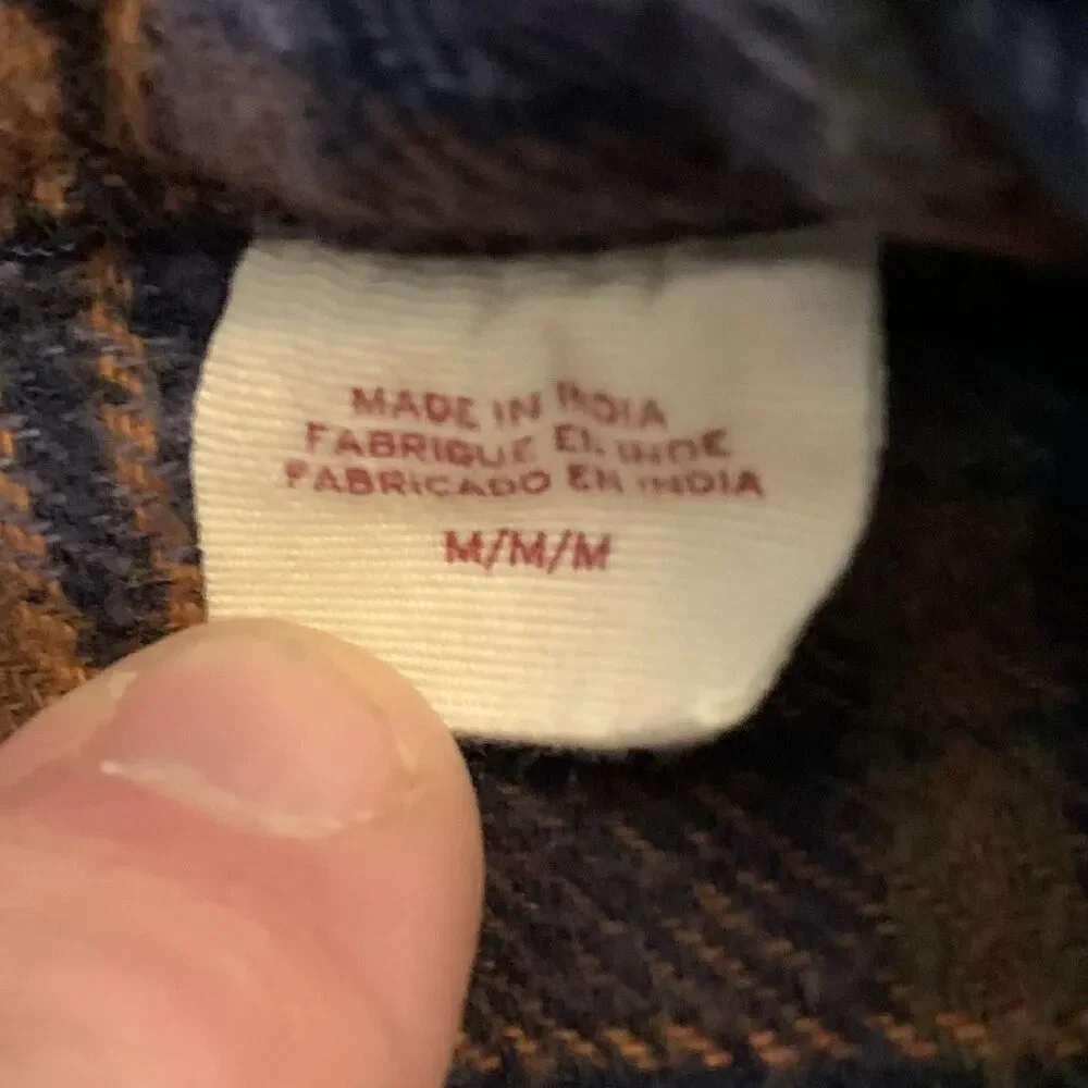 Levis Shirt Mens Medium Blue Brown Plaid‎ Flannel Button Front Relaxed Fit